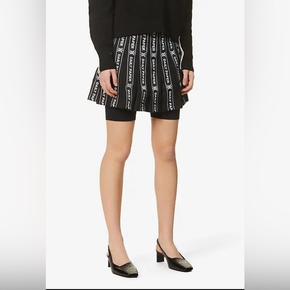 DAILY PAPER Étape Pleated High-Waist Woven Mini Skirt Sz M - Picture 4 of 9